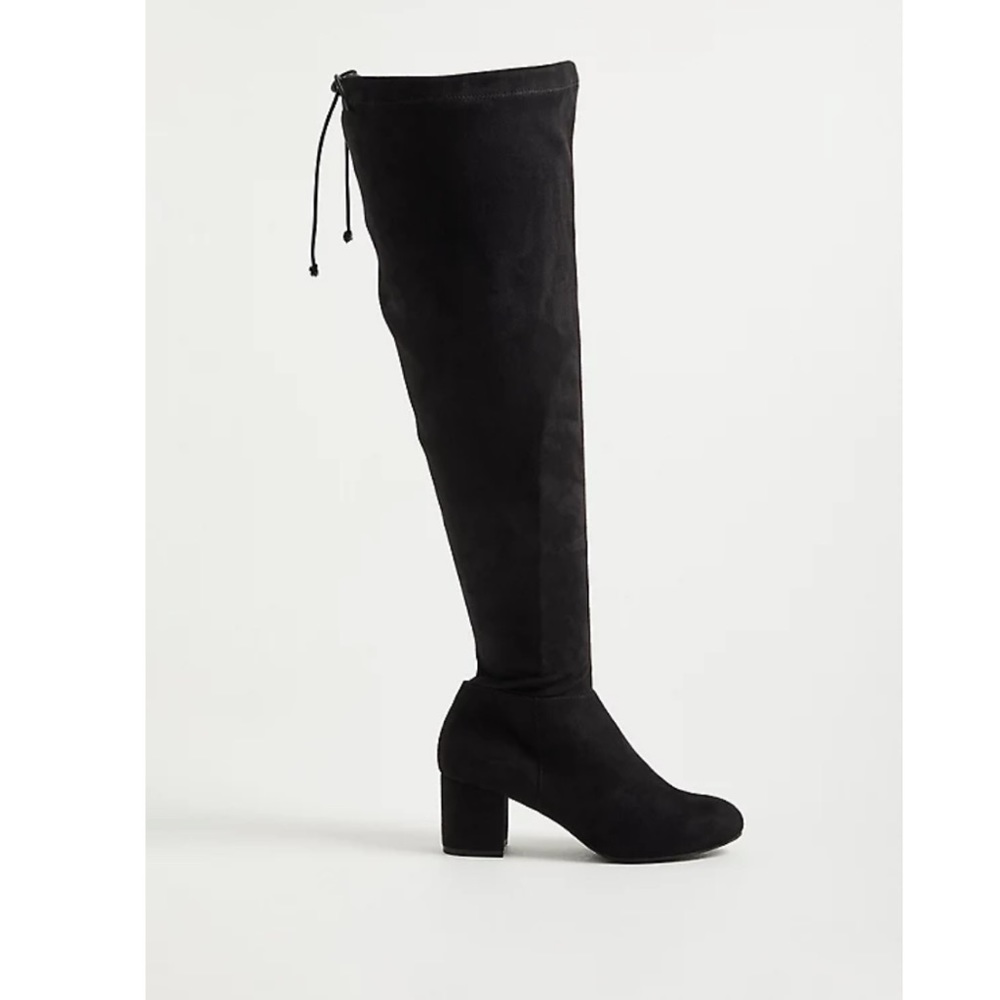 NWT TORRID STRETCH OVER THE KNEE HEELED BOOT - FAUX SUEDE BLACK (WW)